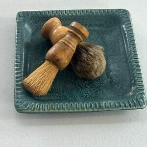 Art Studio Pottery Trinket Dish Tray Jewelry Table Dish Green Glazed Speckled